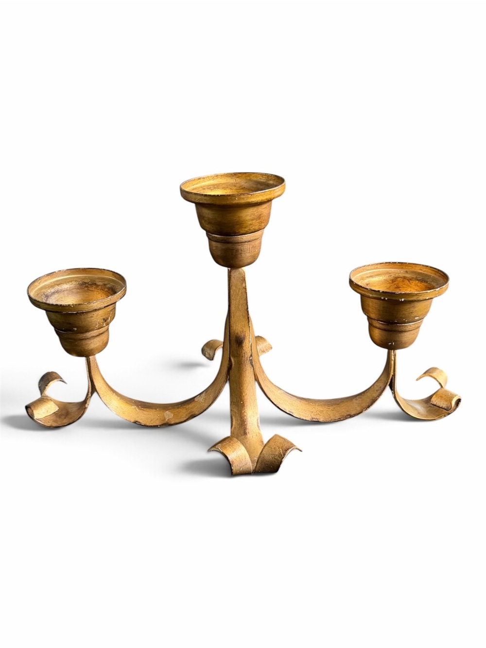 Vintage Gold Three-Arm Decorative Candle Holder